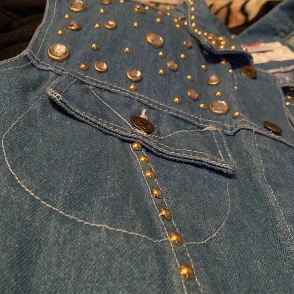 COPY - Vintage Denim Rhinestone Vest - Picture 3 of 4